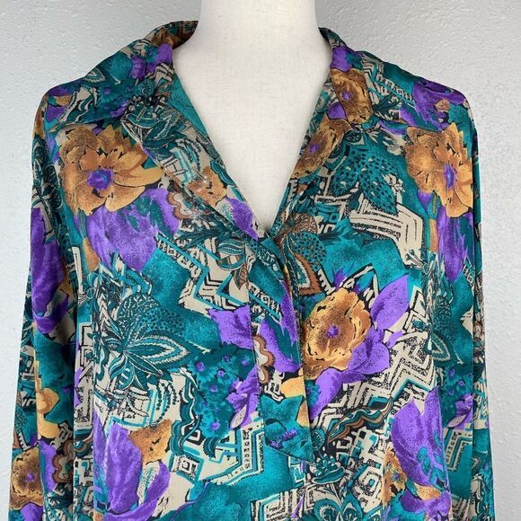 Vintage 80’s Alfred Dunner Floral Button Down Shirt Size 20W EUC - Picture 2 of 6